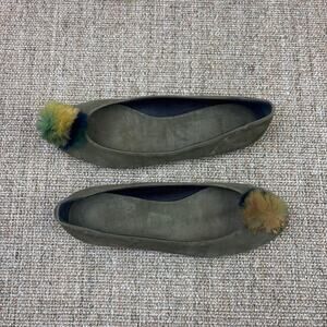 🫒 Made in Italy Olive Suede Pom Pom Flat | EU 40 / US 9.5 | Artisan Luxury